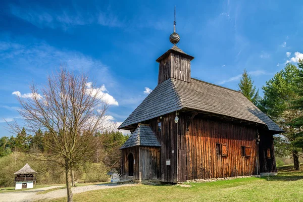 Old wooden church in musem of the Slovak village — Stock Photo, Image