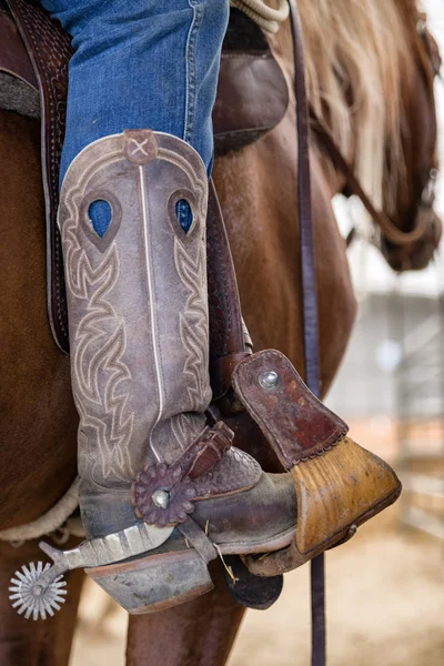 Detail of cowboy boot with spur — Stock Photo, Image