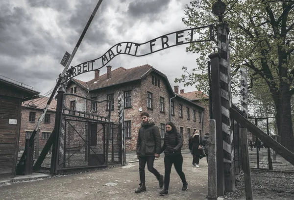 Arbeit macht frei - campo de concentração em Auschwitz I, Polónia — Fotografia de Stock