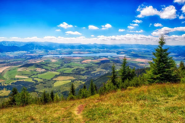 Landskapsutsikt Över Regionen Liptov Och Sjön Liptovska Mara Från Kullen — Stockfoto