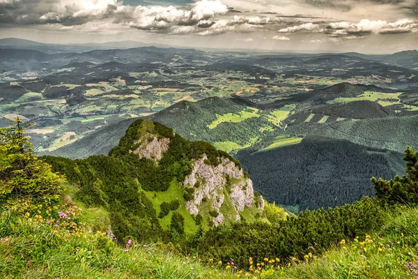 Toppen Utsikt Över Landskapet Regionen Orava Från Berget Velky Choc — Stockfoto