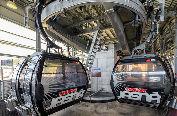 HORNA LEHOTA, SLOVAKIA - AUGUST 24, 2020: Inside of modern ropeway station in resort Chopok-Juh in Low Tatras mountains