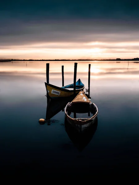 Twee Boten Ria Aveiro Portugal Stockafbeelding