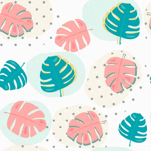Doodle pastel tropikal yaz desen sorunsuz arka plan yapraklar