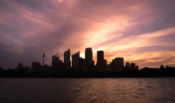 2018 Sydney Australia Sydney Harbour Cityscape Silhouette City Building Dusk — Stock Photo, Image