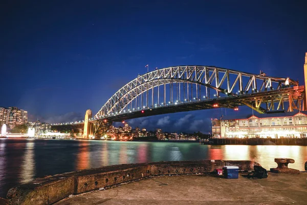 シドニー ハーバー ブリッジの夜景 ハーバー ブリッジは 世界で最も広い長大橋です オーストラリア — ストック写真