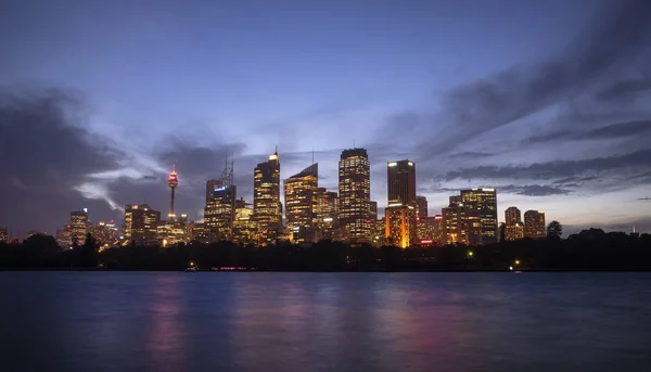 Nocna Panorama Sydney Stolicy Stanu Nowej Południowej Walii Najbardziej Zaludnione — Zdjęcie stockowe