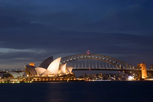 Opéra Harbour Bridge Crépuscule Sydney Les Structures Sont Considérées Comme — Photo