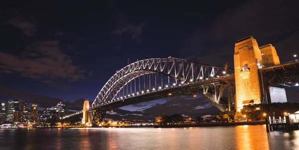 Sydney Harbour Bridge Nuit Vue Kirribilli Pont Acier Traversant Port — Photo