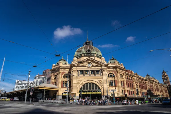 Melbourne Australia Edificio Histórico Melbourne Estación Flinders Construida Arenisca Amarilla — Foto de Stock