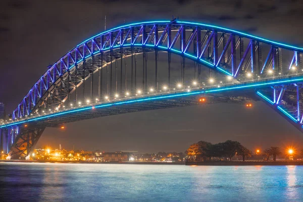 Close Harbour Bridge Sydney Très Lumineux Avec Des Lumières Roses — Photo