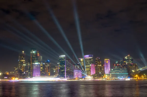 Sydney City Light Night View Von Milson Points Reflektiert Auf — Stockfoto