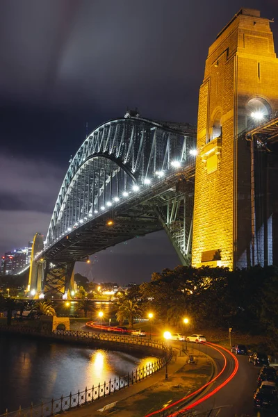 Sydney Harbour Bridge Nuit Illuminé Par Des Lumières Avec Des — Photo