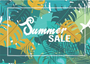 Desen arka plan tropikal yaprak yaz Satılık kelime, afiş ve zemin fikri ile