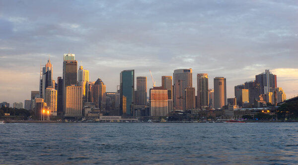 View of Buildings in city of Sydney during sunset time The famous Iconic city view of Sydney from Kirribilli point. Australia 11/06/18