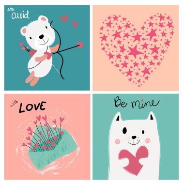 Vintage pastel aşk Sevgililer kartı