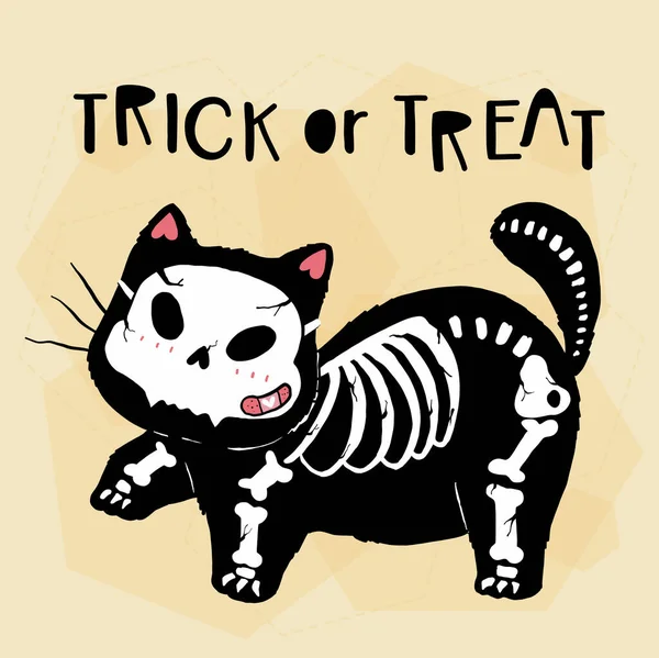 Lindo Gato Halloween Veneno Olla Con Gato Cráneo Vela Divertido — Archivo Imágenes Vectoriales