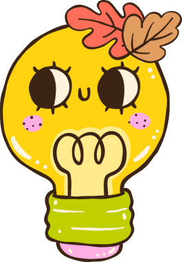 Cute Autumn Back to School Lightbulb Character with Fall Leaves