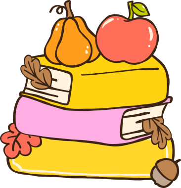 Cute Autumn Back to School Stack of Books with Autumnal Decoration