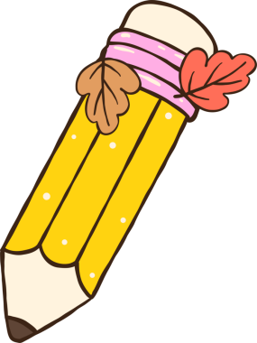 Cute Autumn Back to School Pencil with Autumn Leaves cartoon Drawing
