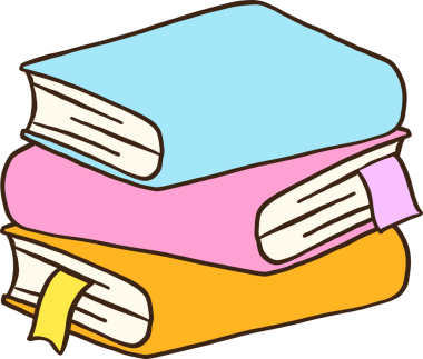 Illustration of Stacked Books with Bookmarks