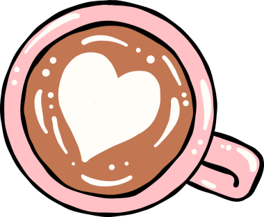 Cup of Coffee with Heart Latte Art Illustration
