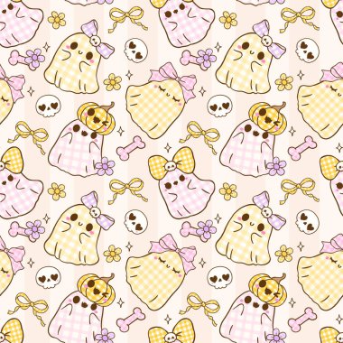 Coquette Gingham Hayaleti Kusursuz Şekilsiz Duvar Kağıdı basılabilir Hayalet Kız