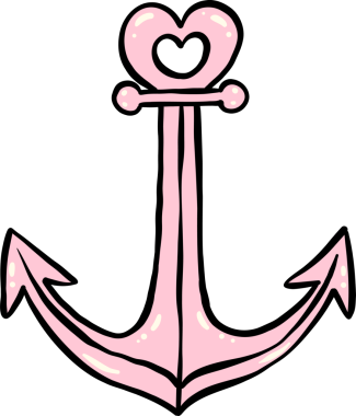 Pink Anchor Heart Hand Drawn,  fisherman aesthetic