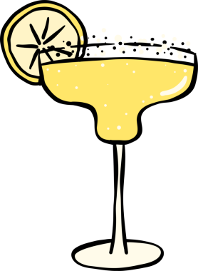 Margarita Cocktail with Lemon Slice Hand Drawn, Fisherman Aesthetic