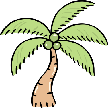 Coconut Palm Tree Hand Drawn, Summer Fisherman Aesthetic