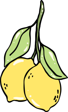 Illustration of Two Lemons with Leaves
