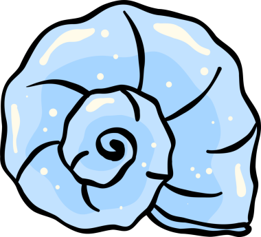 Blue Seashell Snail Shell Hand Drawn, Pastel Fisherman Aesthetic