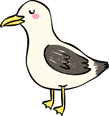 Cute Seagull with Pink Cheeks Hand Drawn, Pastel Fisherman Aesthetic