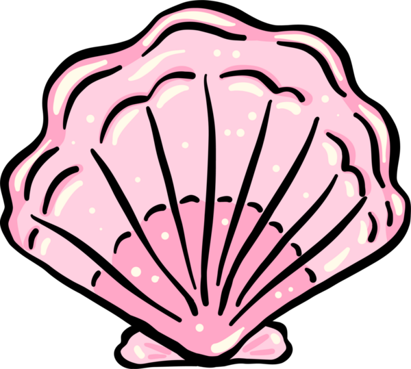 Illustration of a Pink Seashell black outline, Fisherman Aesthetic