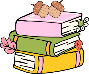 Fall Reading Stack of Books with Autumn Elements