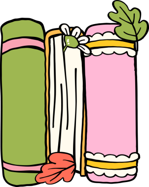 Illustration of Stacked Fall Books with Floral Accents