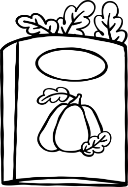 Cute Autumn Back to School Outline, Book with Pumpkin and Leaves