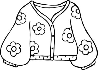 Cute Autumn Back to School Outline, Floral Fall Sweater Illustration