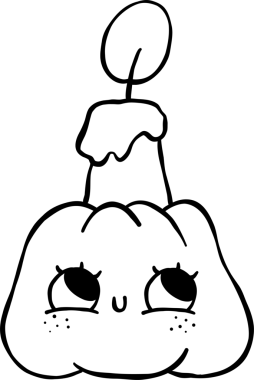 Cute Autumn Back to School Outline, Pumpkin Candle Illustration