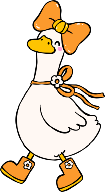 Autumn Silly Goose Character With Bow and Boots Cartoon Hand Drawn