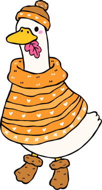 Autumn Silly Goose Wearing Sweater Winter Clothes Cartoon Hand Drawn