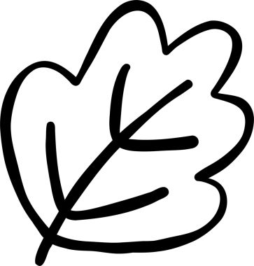 Outline Illustration of a Leaf black and white doodle hand drawn