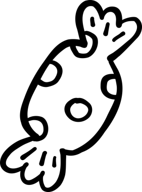 Cute Candy Wrapped black and white doodle outline hand drawn