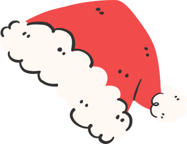 Illustration of Red Santa Hat with White Brim