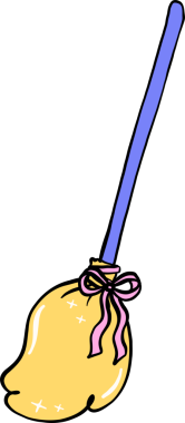 Cartoon Broom with Pink Ribbon Illustration
