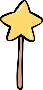 Cartoon Illustration of a Star Magic Wand