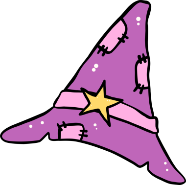 Halloween Cartoon Witch Hat With Star Illustration Hand Drawn