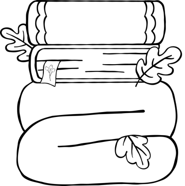 Fall Reading Autumn Bookish Outline, Stack of Books and Scarf with Leaves