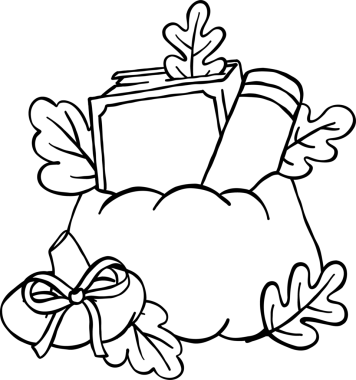 Fall Reading Autumn Bookish Outline, Books in Pumpkin Hand Drawn