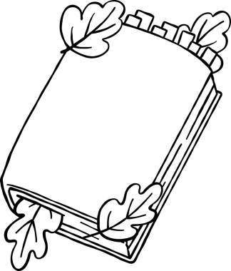 Fall Reading Autumn Bookish Outline, Line Art Book Illustration with Autumn Leaves